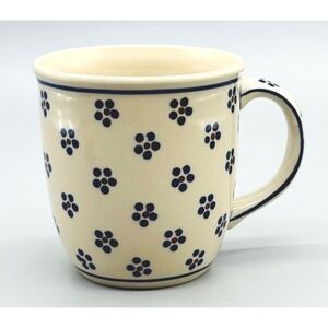 Polish Pottery Boleslawiec Mug Daisy Blue Floral 12 oz